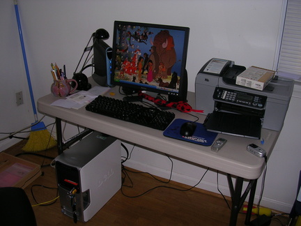 Computer in the guest house. There is a wireless access point out of the picture to the left. This access point is bounced off t